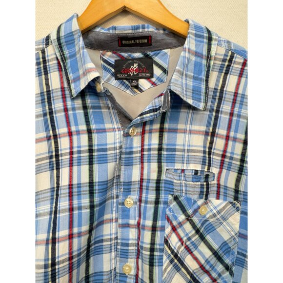 Vintage Gramicci Mens Short-Sleeve Button-Up Shirt Size XL Blue Plaid Casual - Picture 5 of 11
